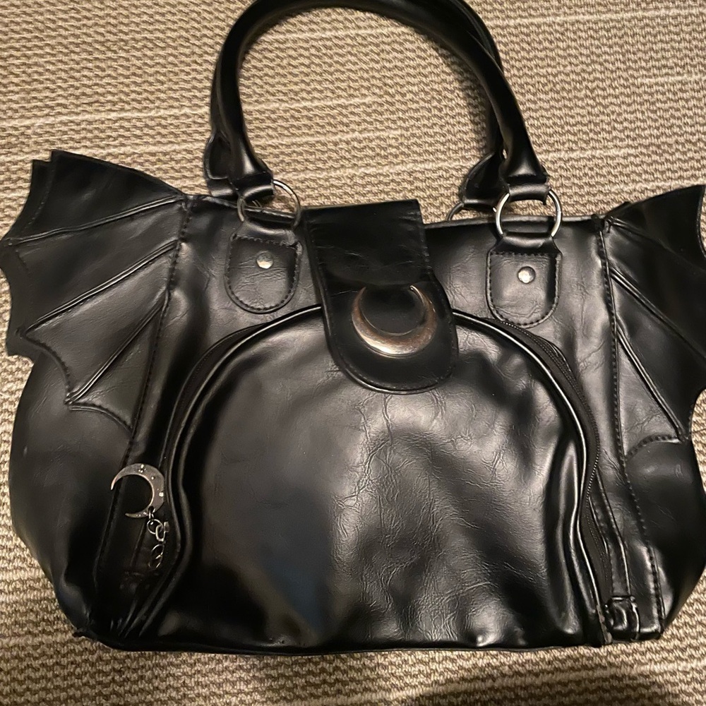 Black Leather Shoulder Bags with Silver Hardware